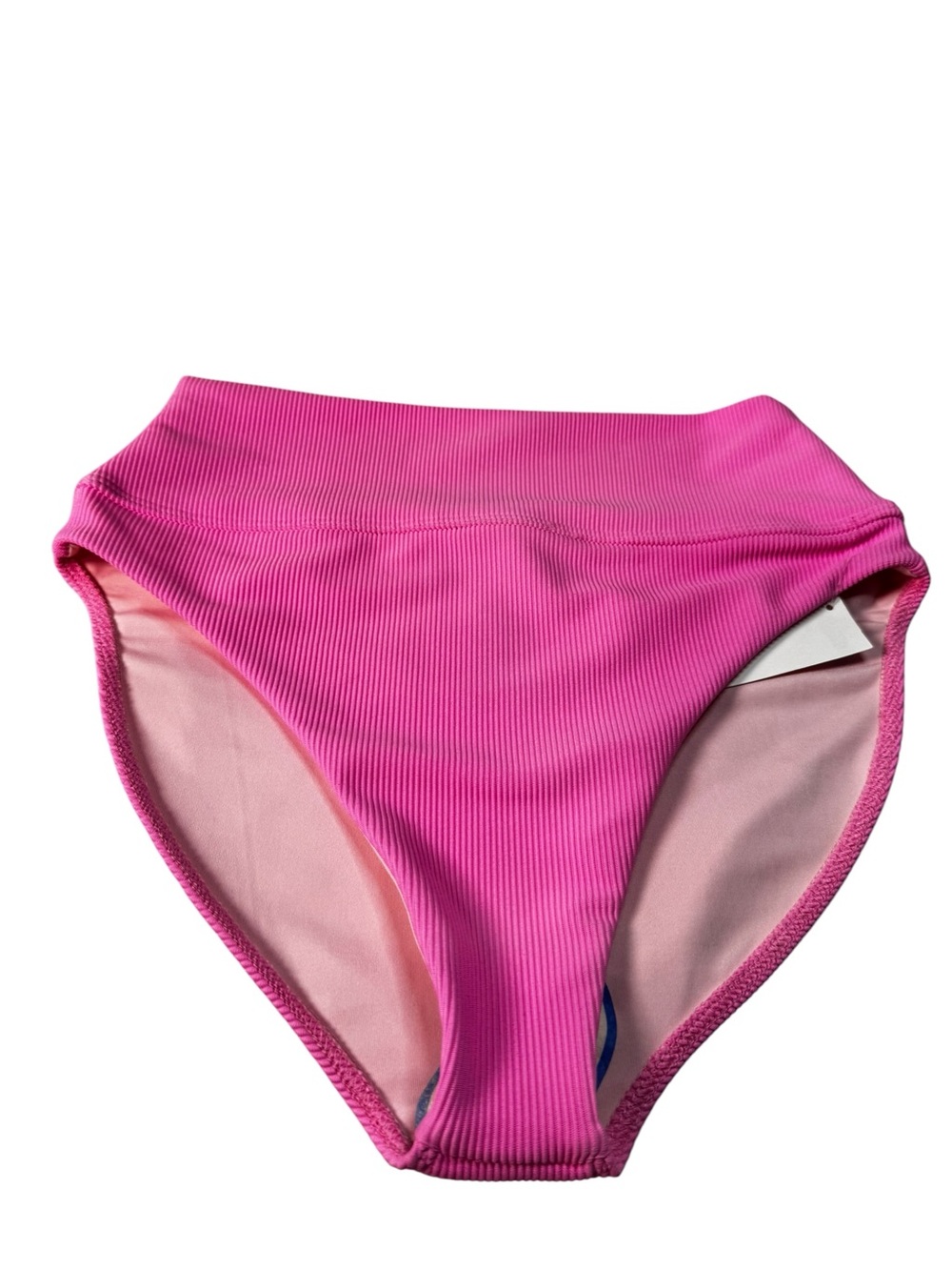 NWT Beach Riot Emmy High Waisted Ribbed Cheeky Bikini Bottom Neon Pink XS